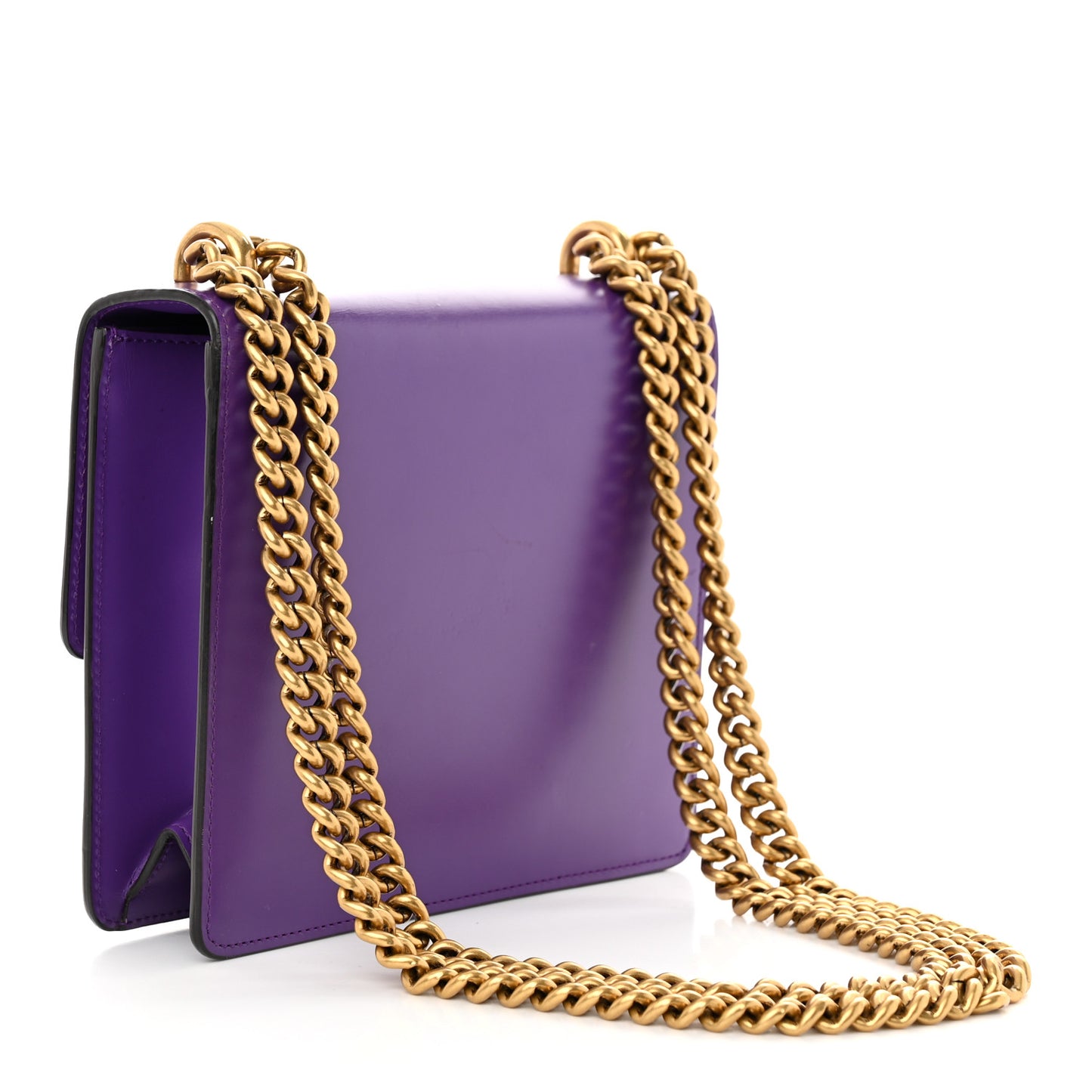 Knight Calfskin Small GG Marmont Chain Handle Bag Shine Purple