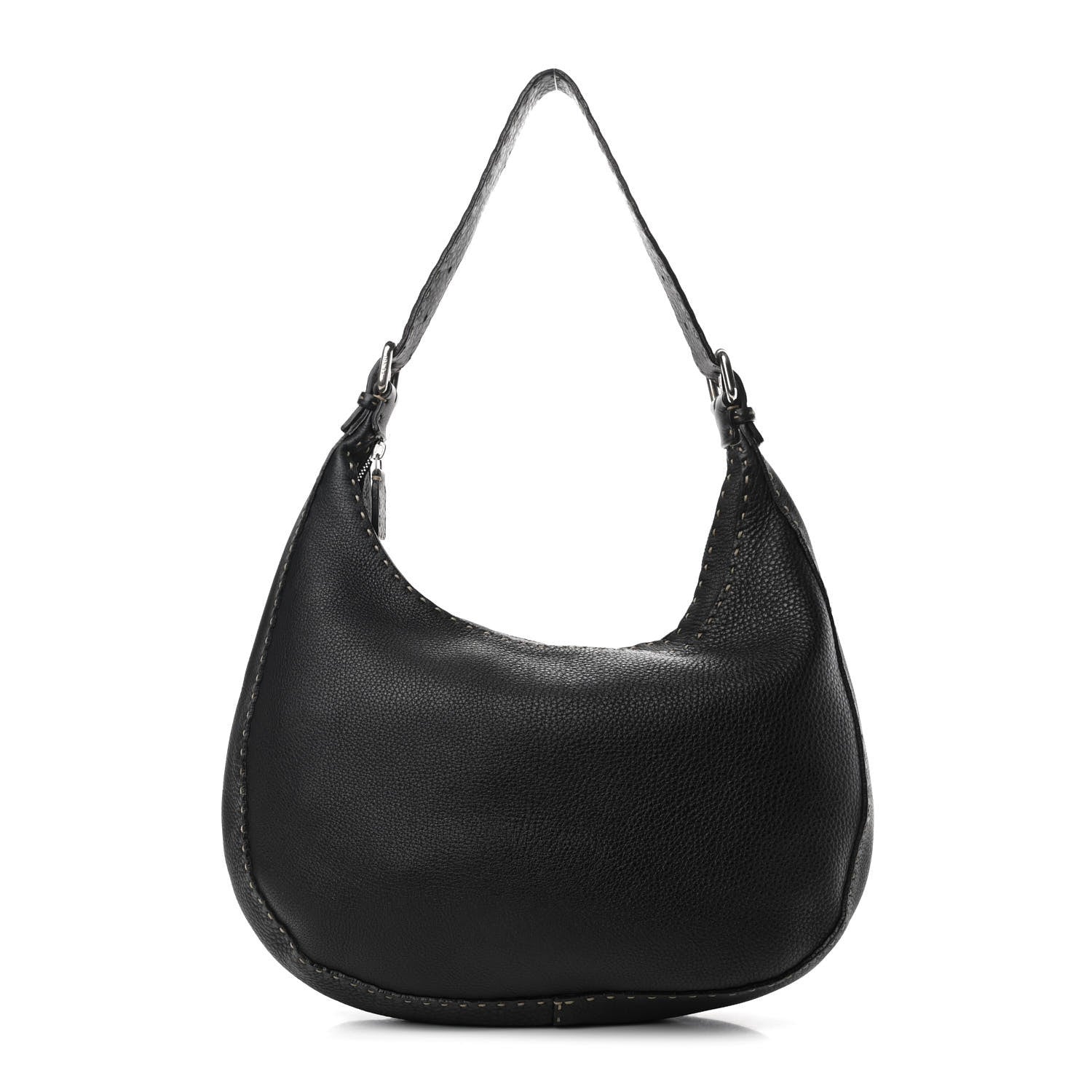Fendi Calfskin Romano Selleria Hobo Black 1 of 13