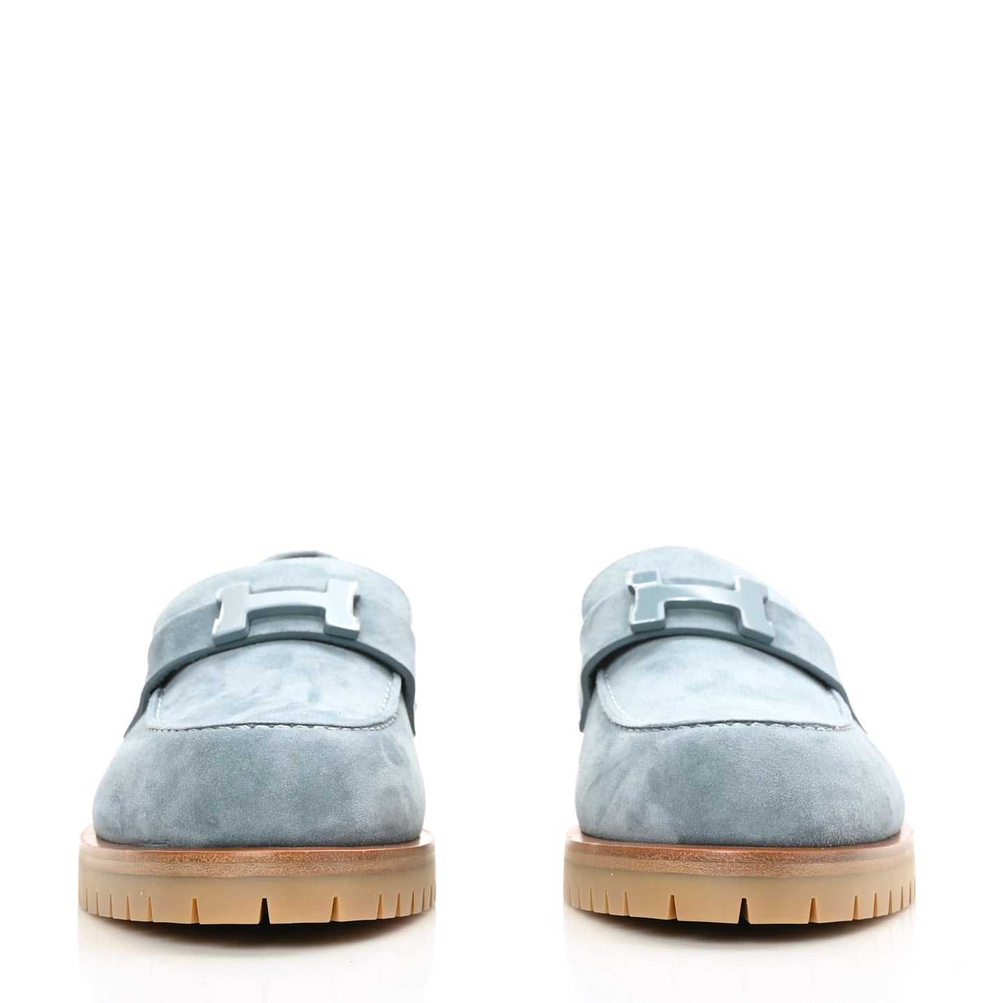 Suede Goatskin Womens Faubourg Loafers 37.5 Bleu Pinede