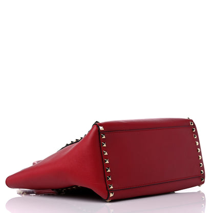 Valentino Garavani Vitello Rockstud Double Handle Tote Red 4 of 13