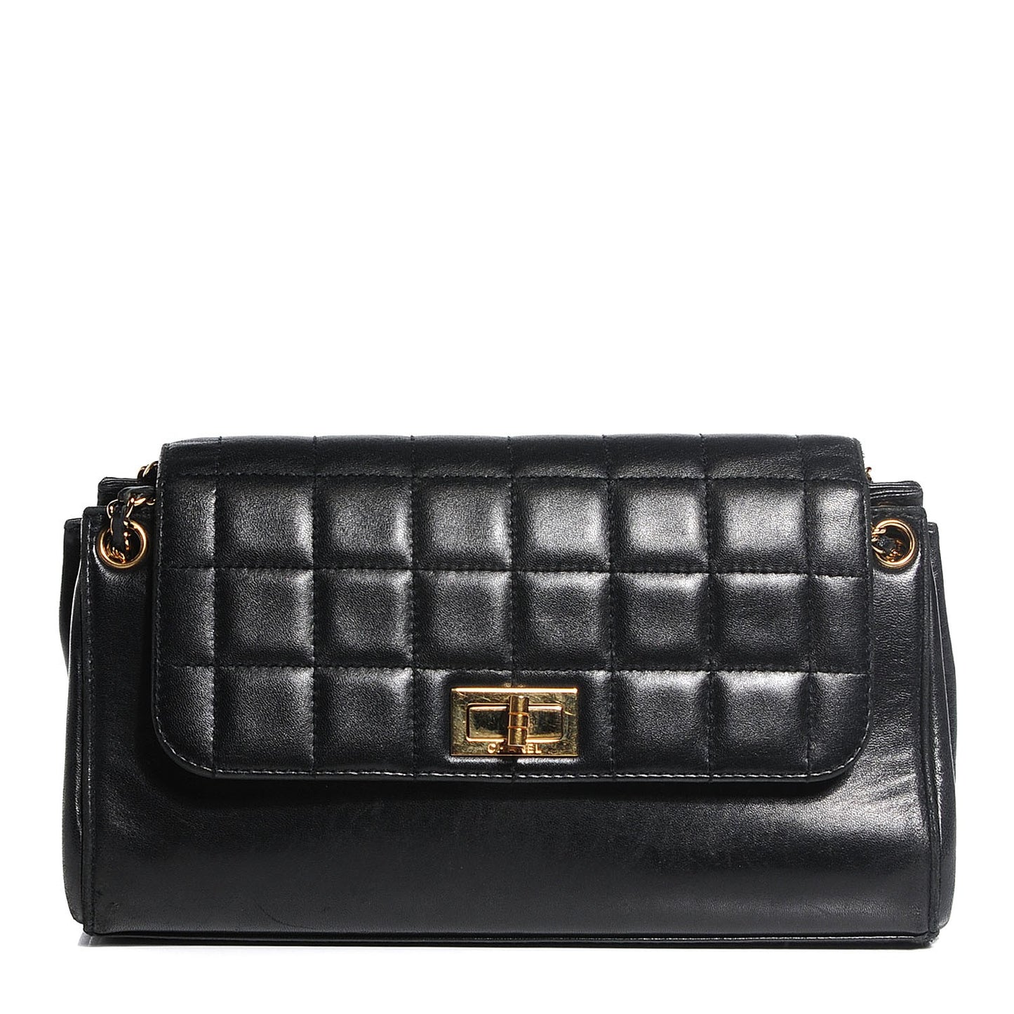 Lambskin Chocolate Bar Accordion Mademoiselle Flap Black