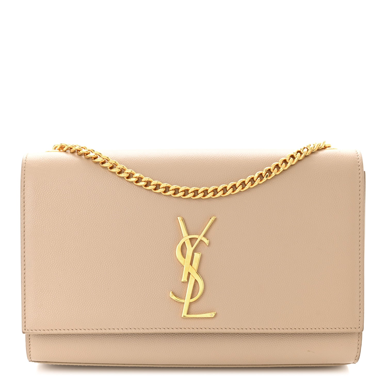 Saint Laurent Grain De Poudre Medium Monogram Kate Satchel Dark Beige 1 of 11