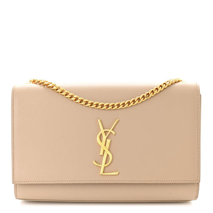 Saint Laurent Grain De Poudre Medium Monogram Kate Satchel Dark Beige 1 of 11