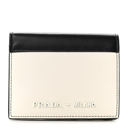 Prada City Calfskin Bi-Fold Wallet White Black 1 of 6