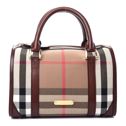 Burberry Bridle Calfskin House Check Medium Chester Bowling Bag Dark Tan 1 of 12