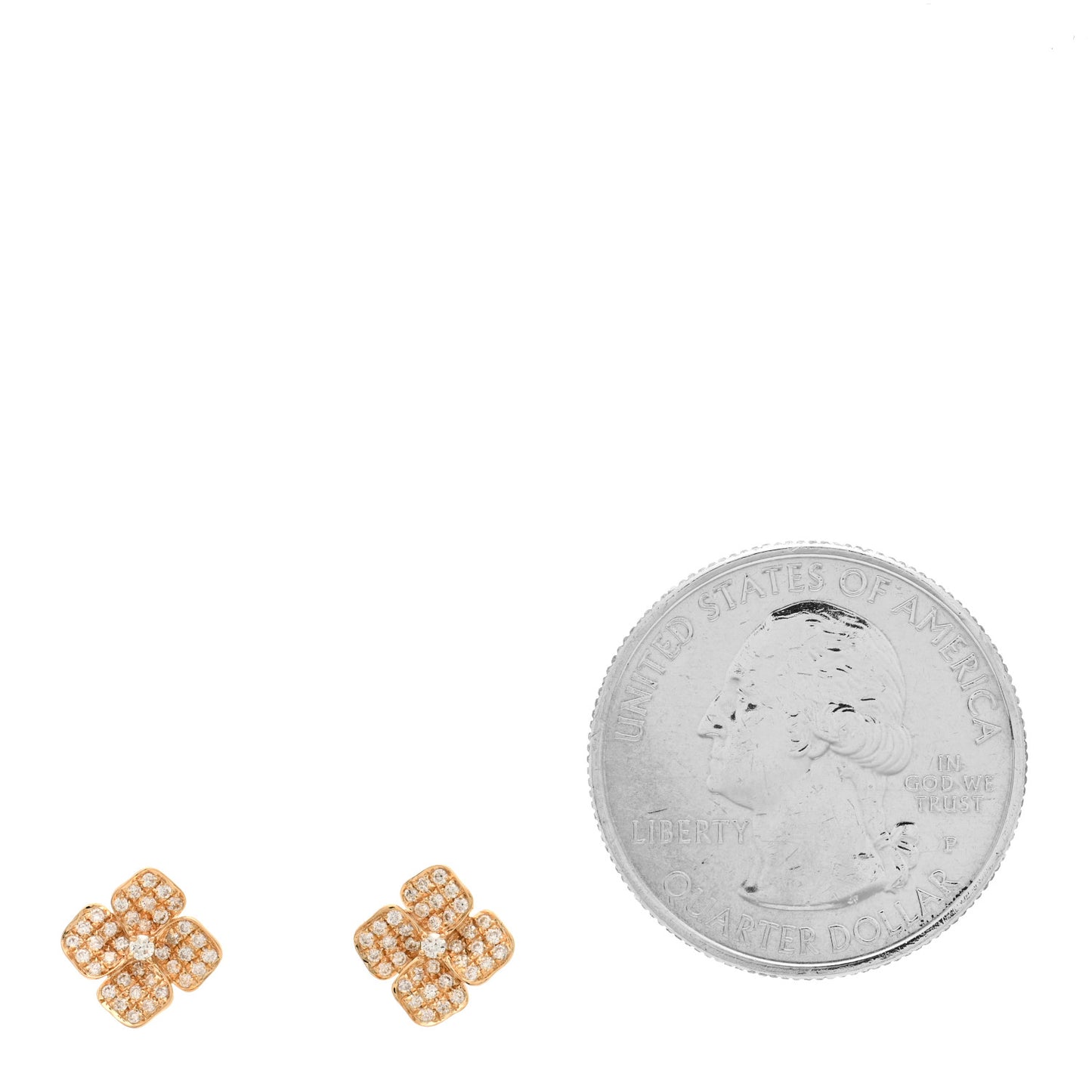 18K Rose Gold Diamond Medium Flower Stud Earrings