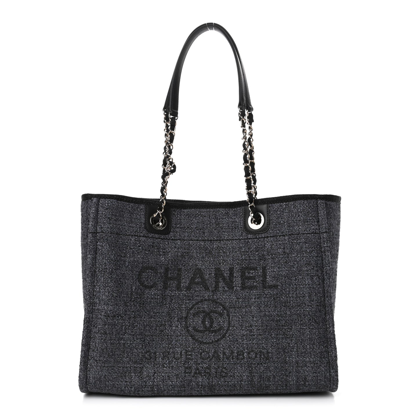 Mixed Fibers Calfskin Small Deauville Tote Black