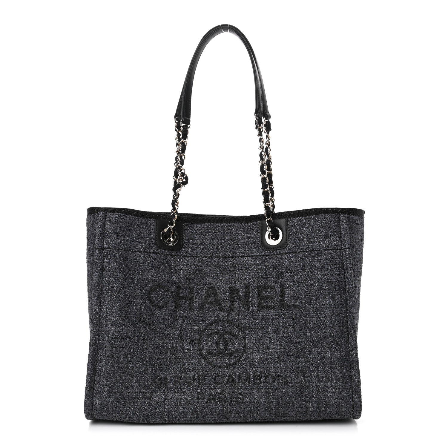 Chanel Mixed Fibers Calfskin Small Deauville Tote Black 1 of 4