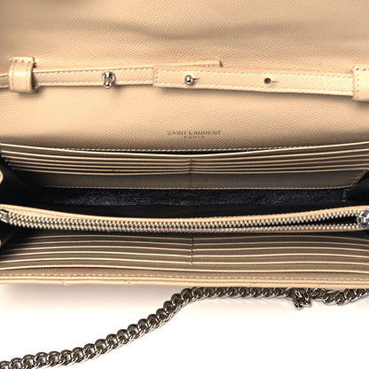 Saint Laurent Grain De Poudre Matelasse Chevron Monogram Chain Wallet Nude Powder 6 of 9