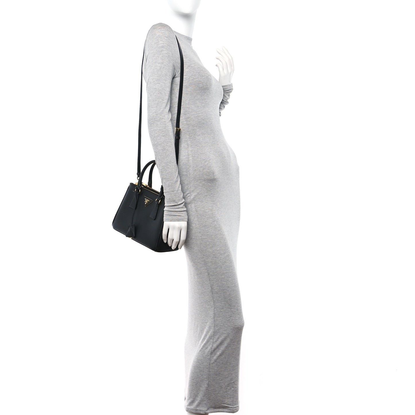Saffiano Small Galleria Double Zip Tote Black