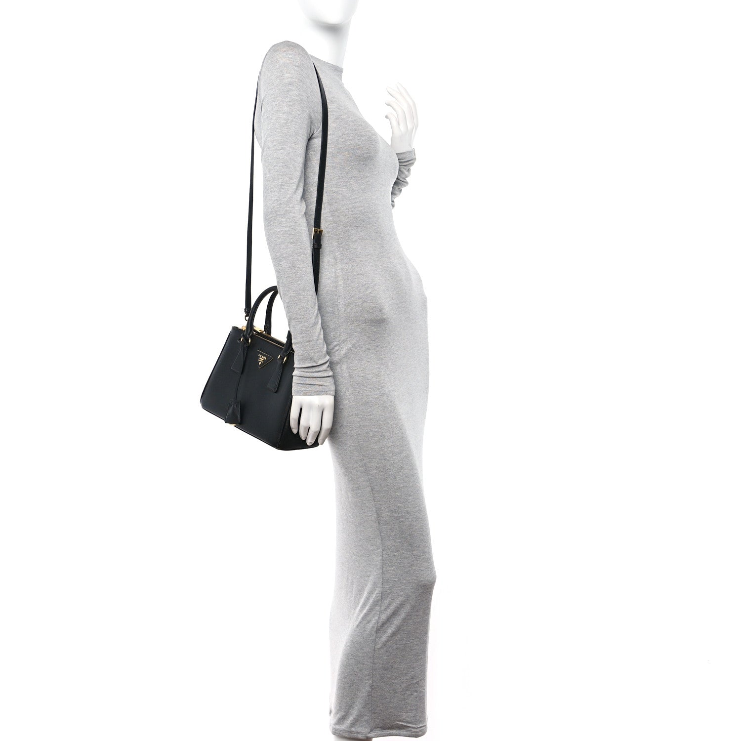 Prada Saffiano Small Galleria Double Zip Tote Black 2 of 13