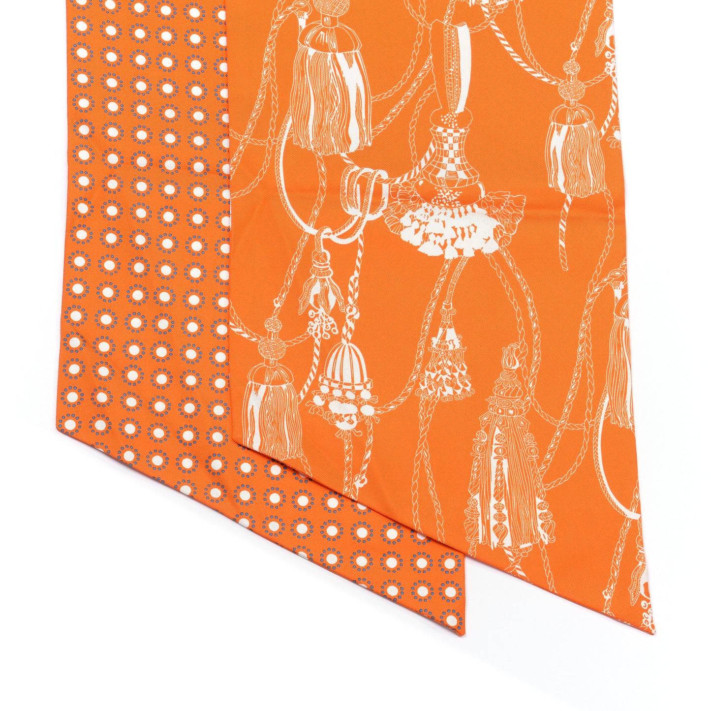 Silk Passementerie Maxi Twilly Cut Orange White Bleu Gitane