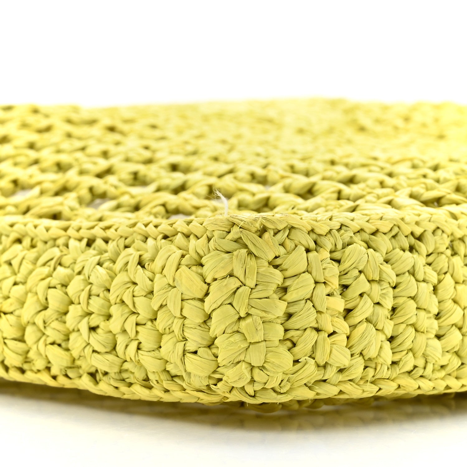 Prada Yarn Raffia Effect Crochet Logo Embroidered Tote Bag Cedro 9 of 9