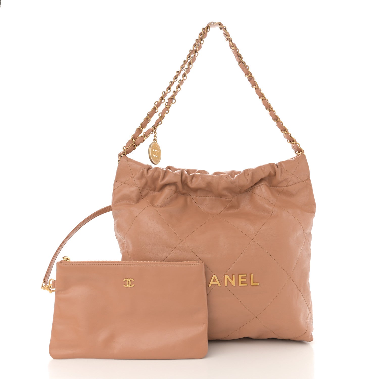 Chanel Shiny Calfskin Quilted Small Chanel 22 Beige 3 of 15
