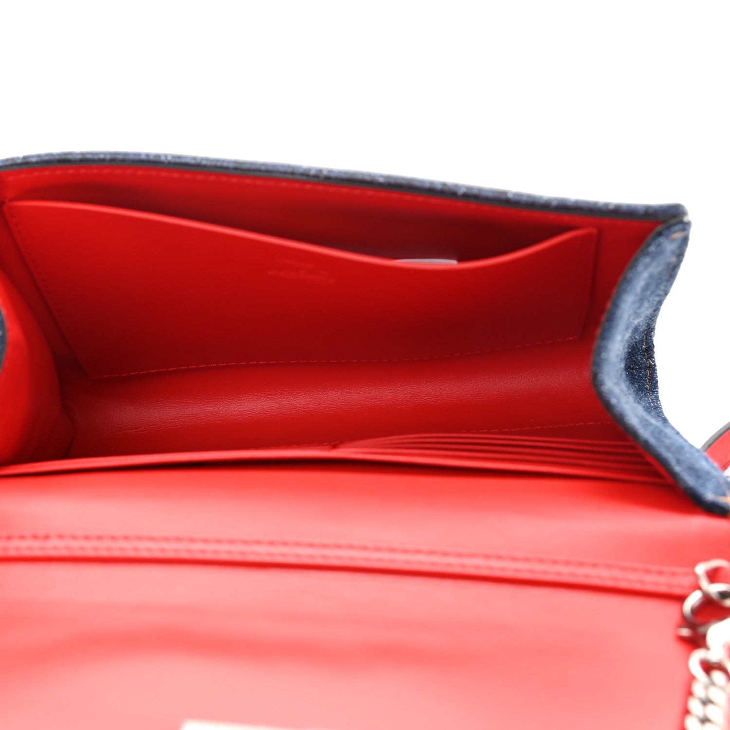 Christian Louboutin Denim Calfskin Studded Flap Carasky Clutch Blue 5 of 10