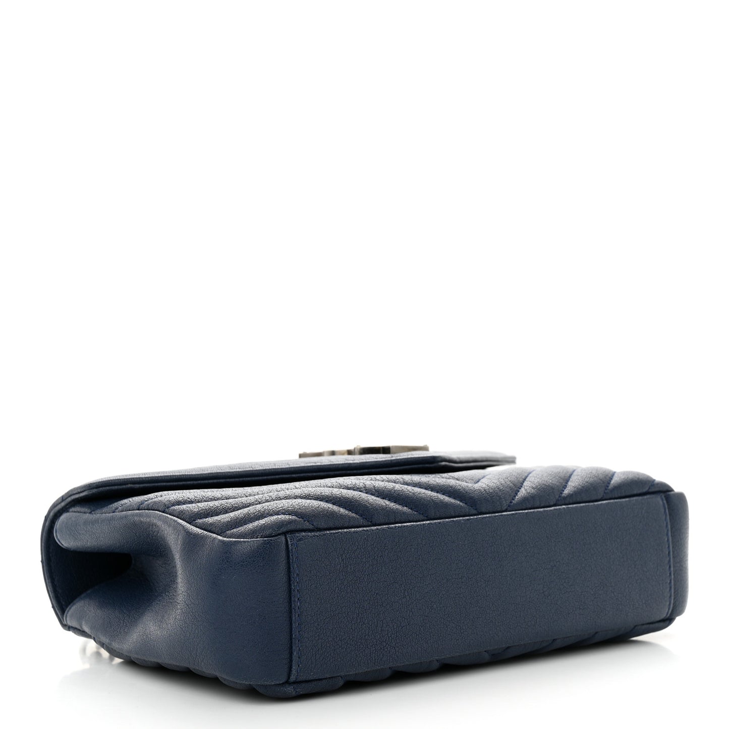 Sheepskin Matelasse Chevron Monogram Medium College Bag Navy