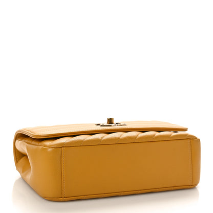 Chanel Shiny Goatskin Diagonal Quilted Small Flap Yellow 4 of 9