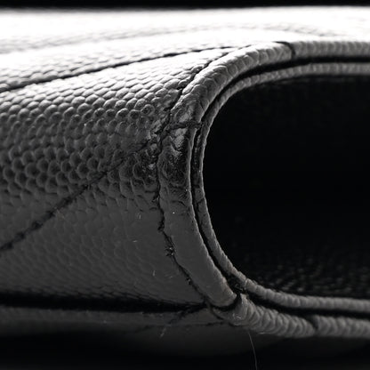 Saint Laurent Grain De Poudre Matelasse Chevron Monogram Envelope Clutch Black 10 of 10
