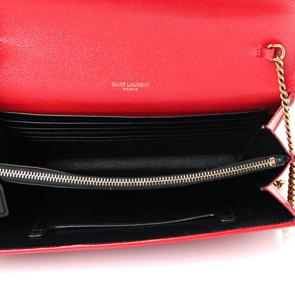 Saint Laurent Grain De Poudre Monogram Cassandra Chain Wallet Red 5 of 5