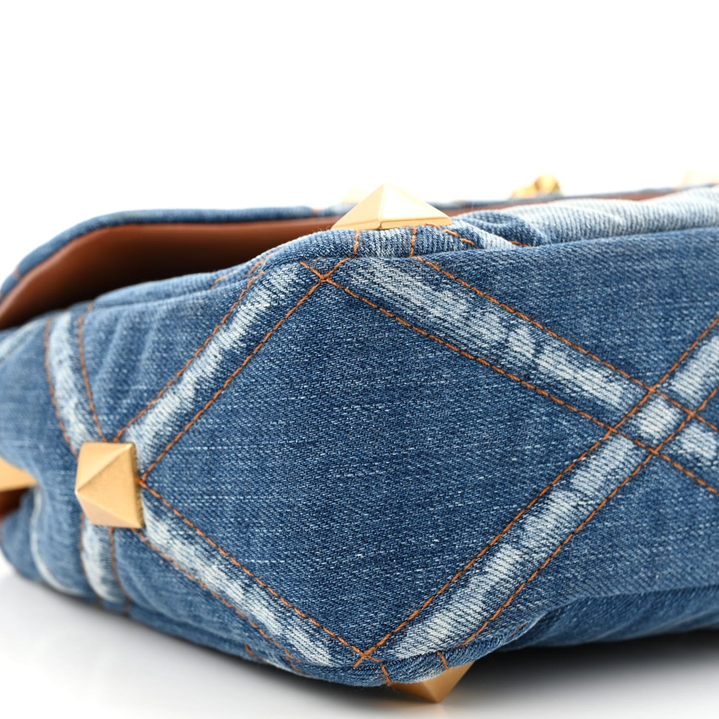 Denim Large Roman Stud Shoulder Bag Light Denim Selleria