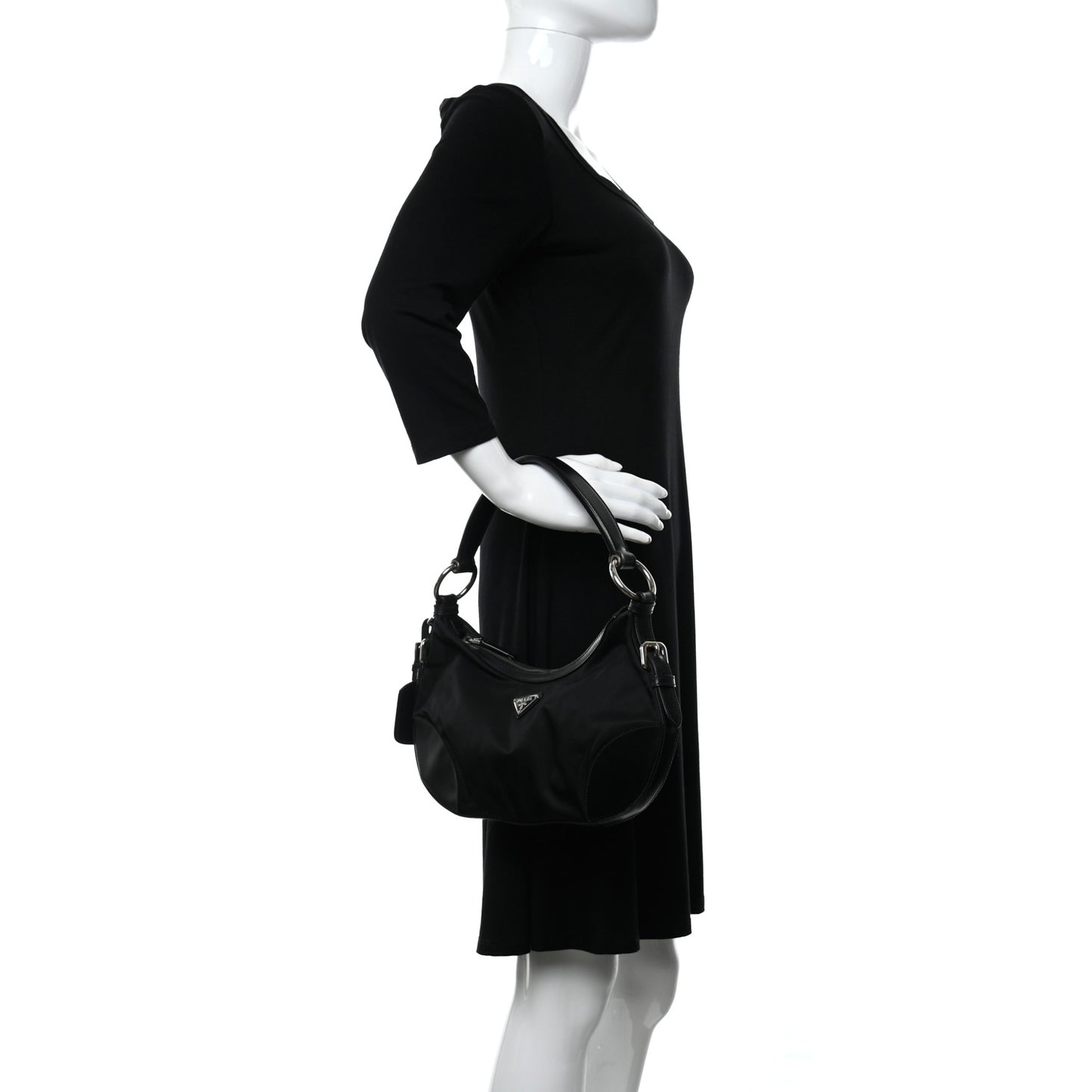 Tessuto Nylon Calfskin Bag Black