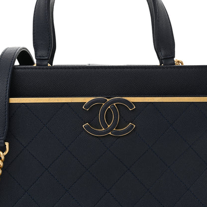 Chanel Grained Calfskin Stitched Small Lady Coco Top Handle Tote Navy 8 of 12