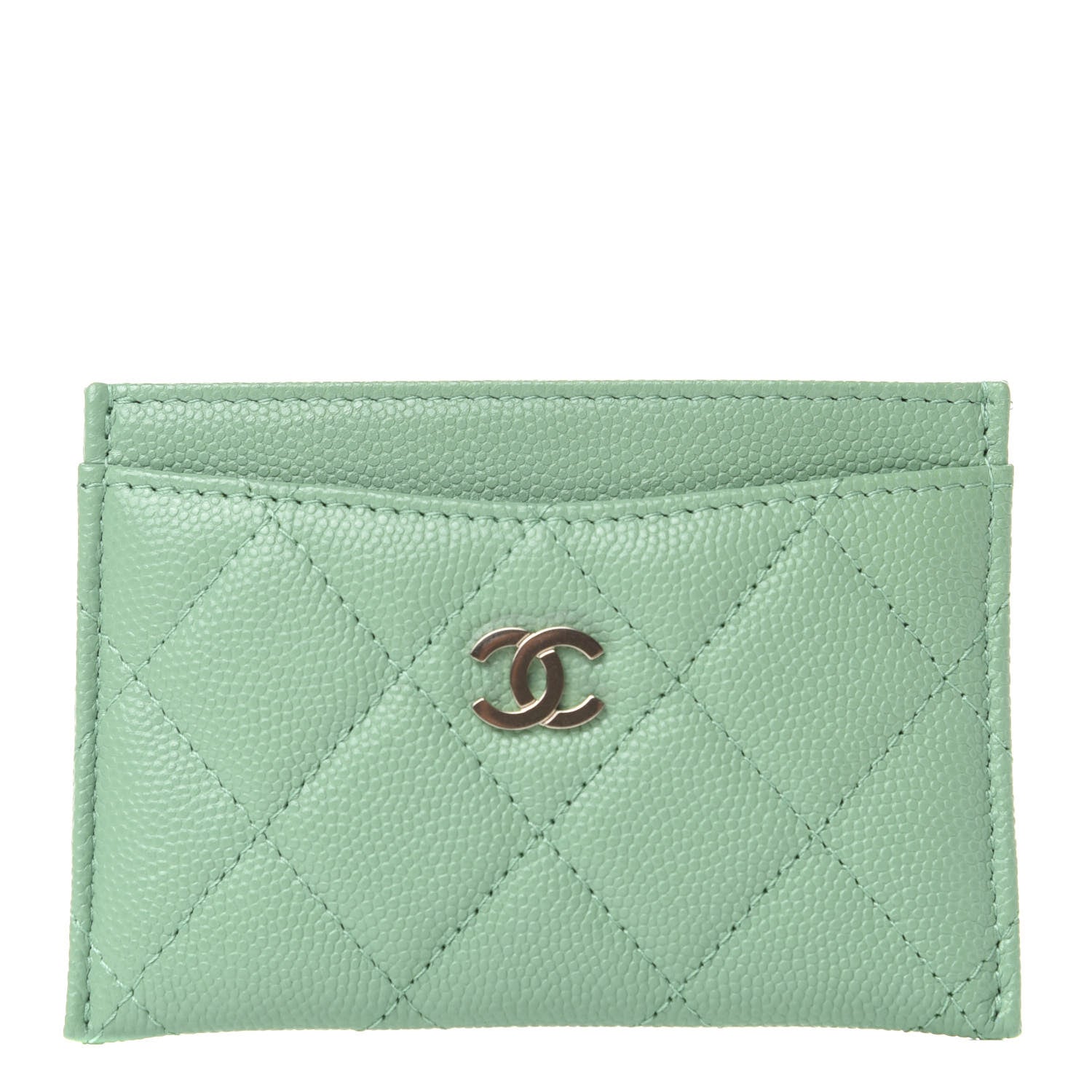 Chanel Caviar Quilted Card Holder Light Green 1 of 8