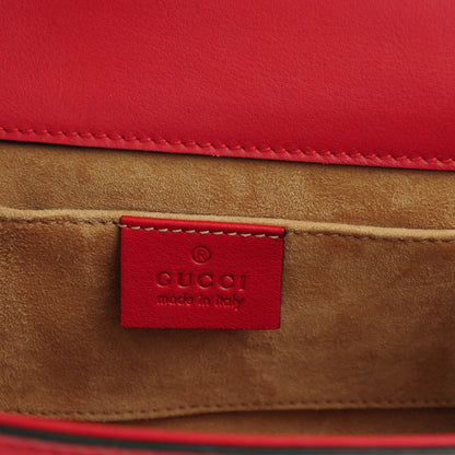 Gucci Calfskin Studded Small Padlock Shoulder Bag Hibiscus Red 6 of 7
