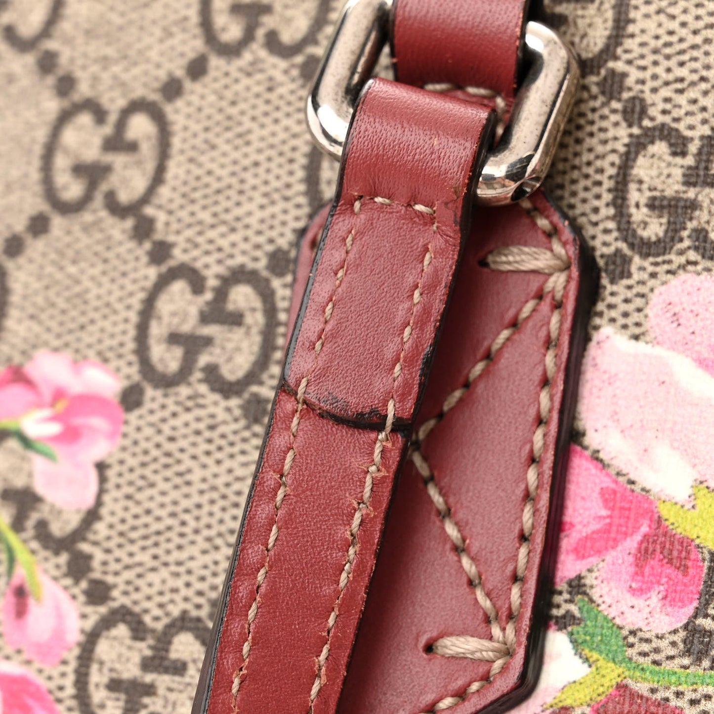 GG Supreme Monogram Blooms Medium Zippered Tote Beige Multicolor Dry Rose