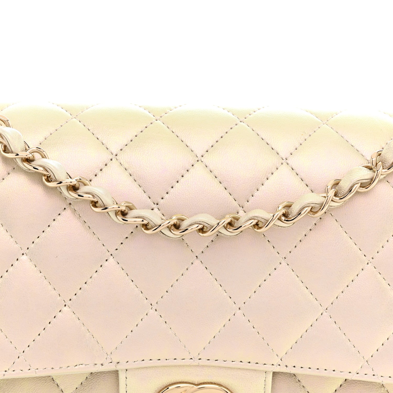 Chanel Iridescent Lambskin Quilted Medium Double Flap Ivory 8 of 11