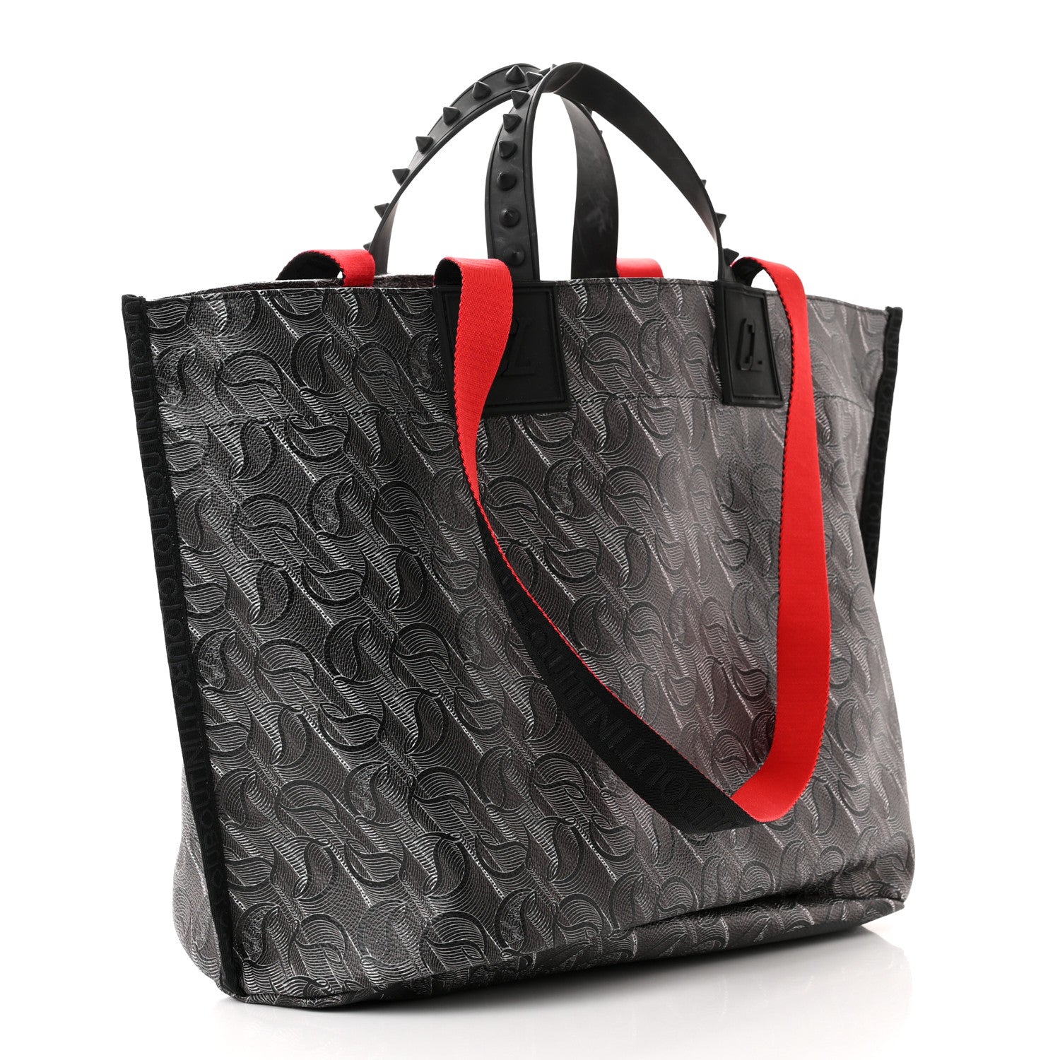 Christian Louboutin Toile Monogram Calfskin Printed Loutote Tote Black 3 of 10