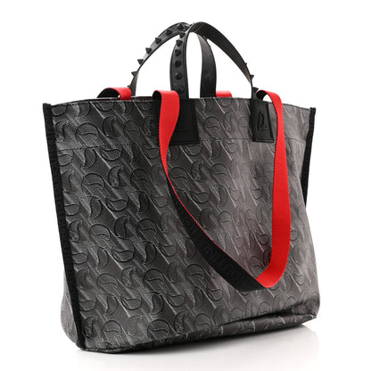 Christian Louboutin Toile Monogram Calfskin Printed Loutote Tote Black 3 of 10