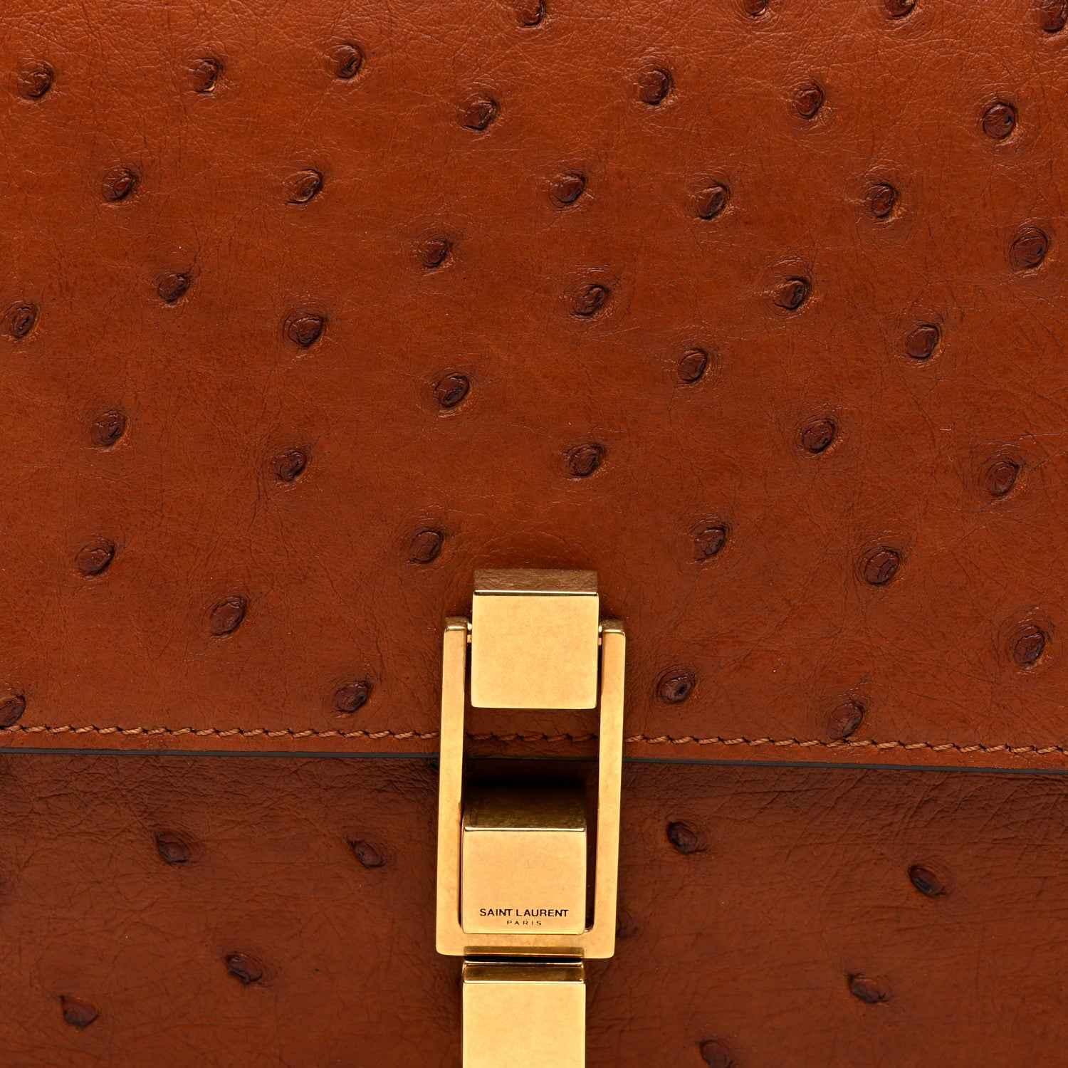 Saint Laurent Ostrich Carre Satchel Brick 7 of 9