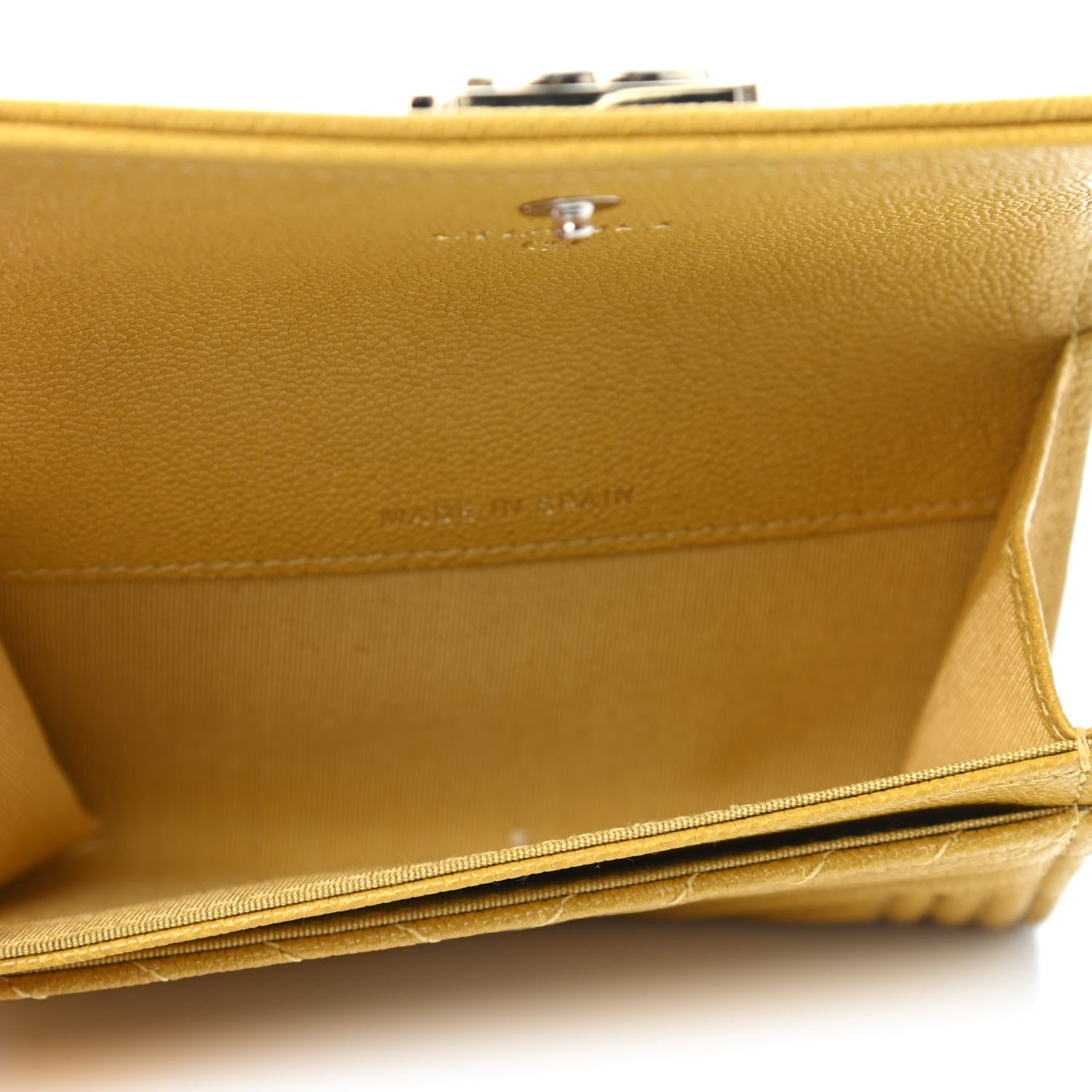 Chanel Caviar Chevron Quilted Boy Card Holder Yellow 4 of 4