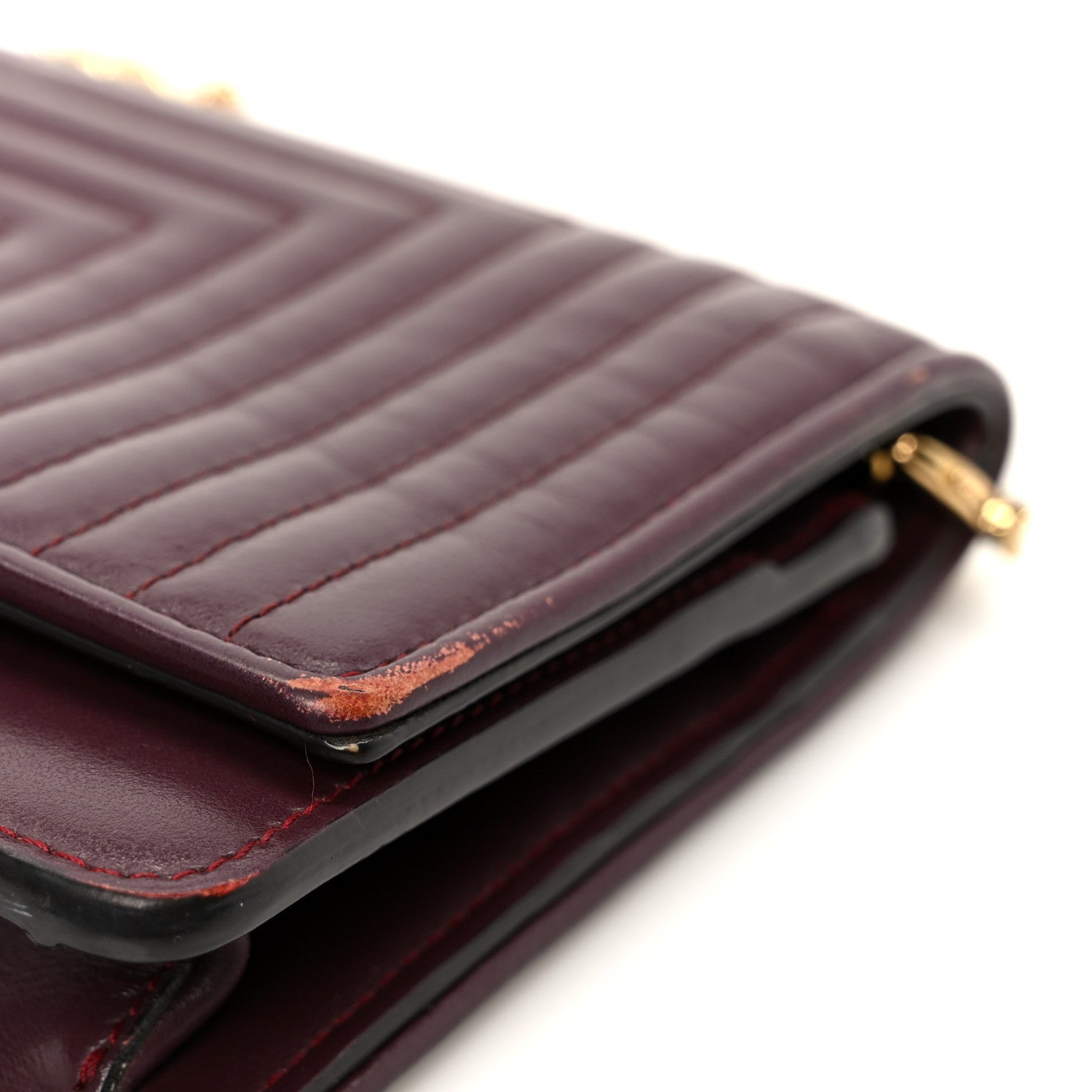 Fendi Shiny Nappa Trapuntata Dotcom Tube Wallet On Chain Bordeaux 12 of 13