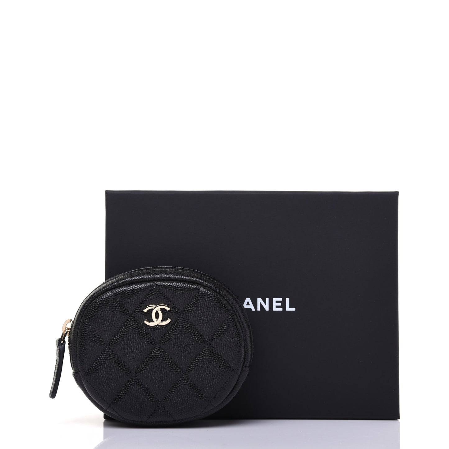 Caviar Quilted Zip Around Classic Coin Purse Black
