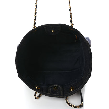 Chanel Lurex Canvas Small Deauville Tote Navy Blue Gold 4 of 7
