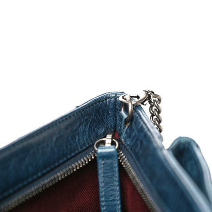 Chanel Aged Calfskin Quilted Zip Clutch Blue 11 of 24