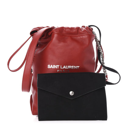 Saint Laurent Lambskin Small Teddy Bucket Bag Red 1 of 12