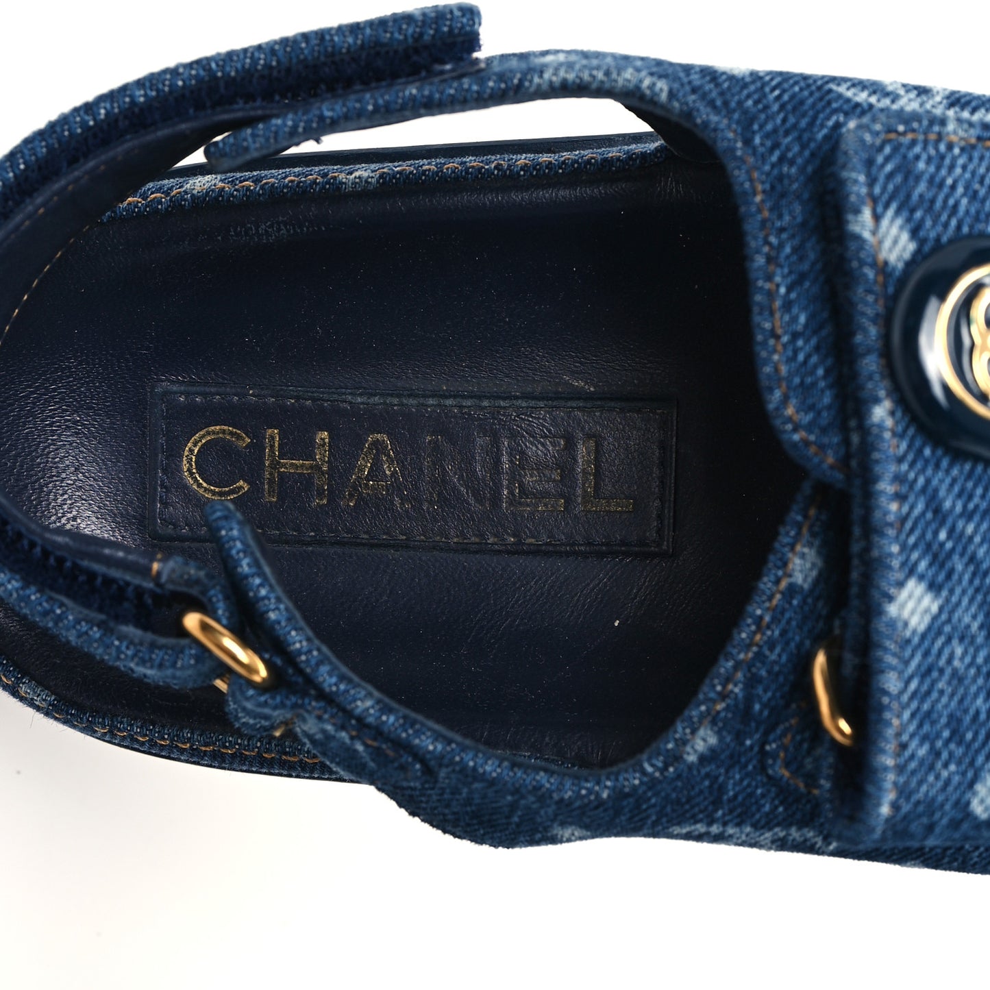 Printed Denim CC Dad Sandals 38 Dark Blue