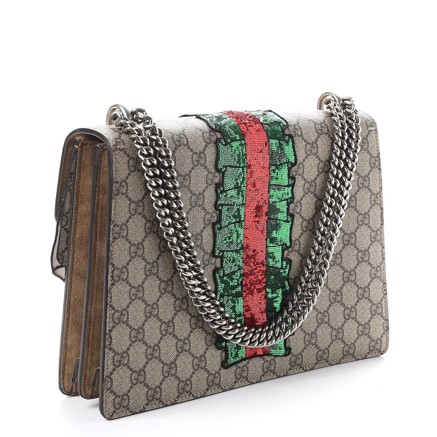 GG Supreme Monogram Lightning Embroidered Medium Dionysus Shoulder Bag Beige