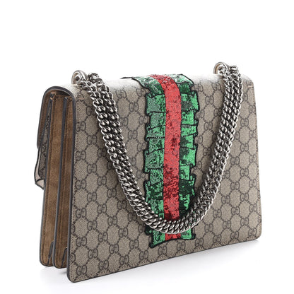 Gucci GG Supreme Monogram Lightning Embroidered Medium Dionysus Shoulder Bag Beige 3 of 9