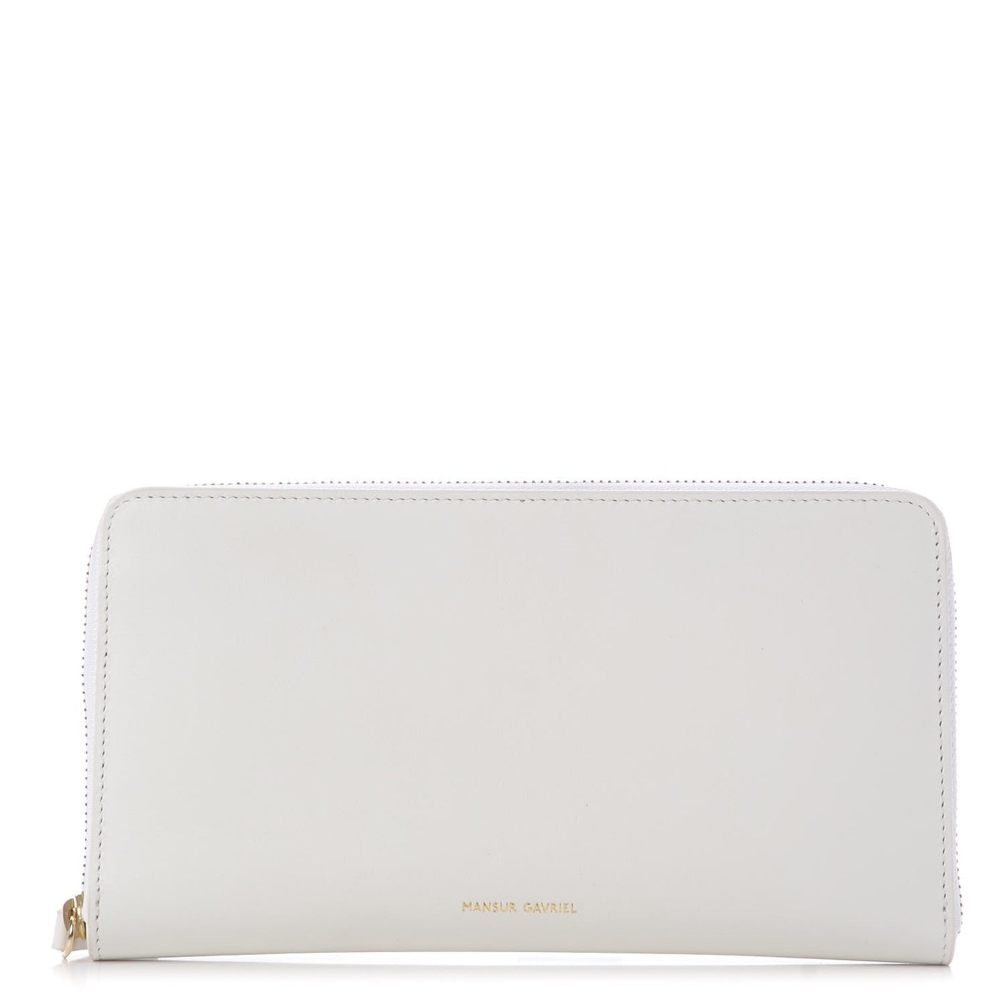 Calfskin Continental Zip Wallet White