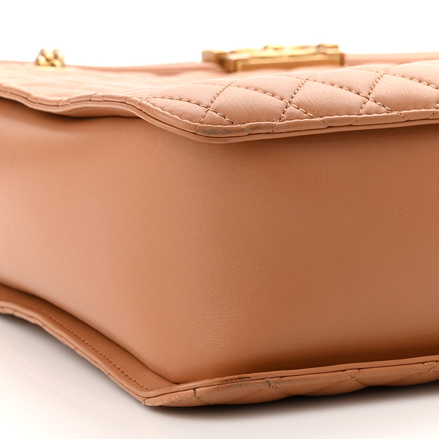Calfskin Quilted Large Boy Tote Camel