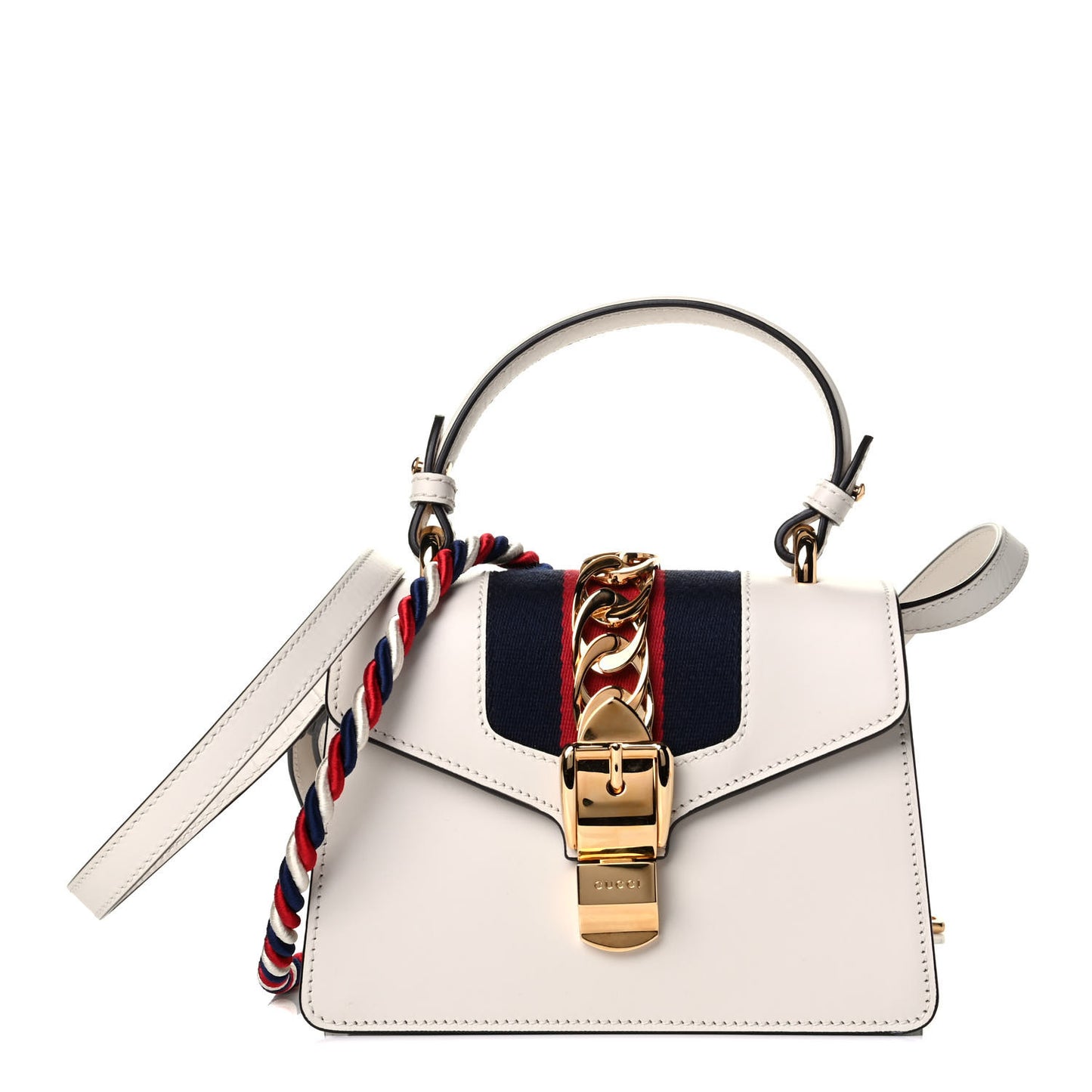 Calfskin Mini Sylvie Top Handle Bag White