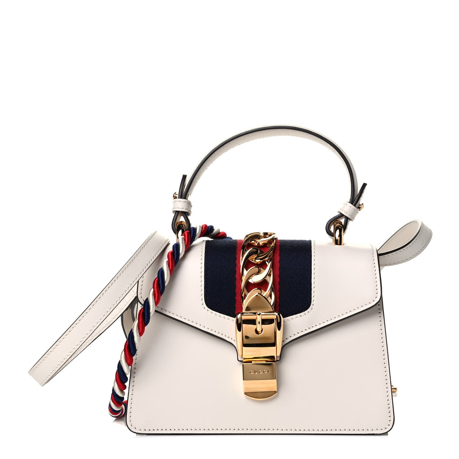 Gucci Calfskin Mini Sylvie Top Handle Bag White 1 of 10