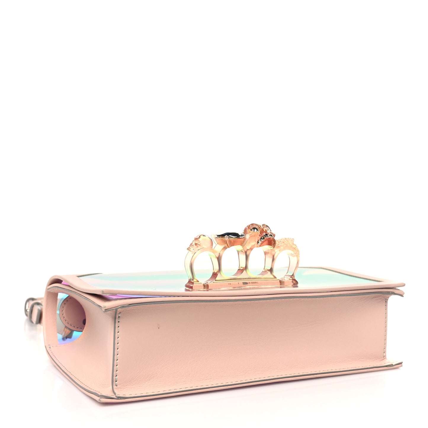 Iridescent PVC Calfskin Knuckle Satchel Pink