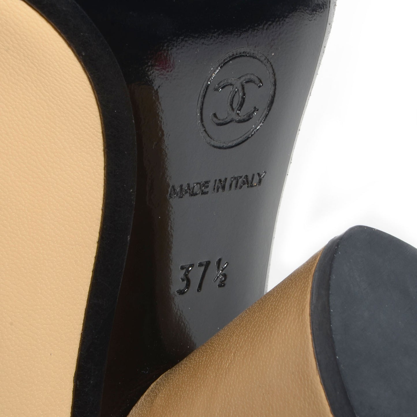 Leather Cap Toe Pumps 37.5 Beige