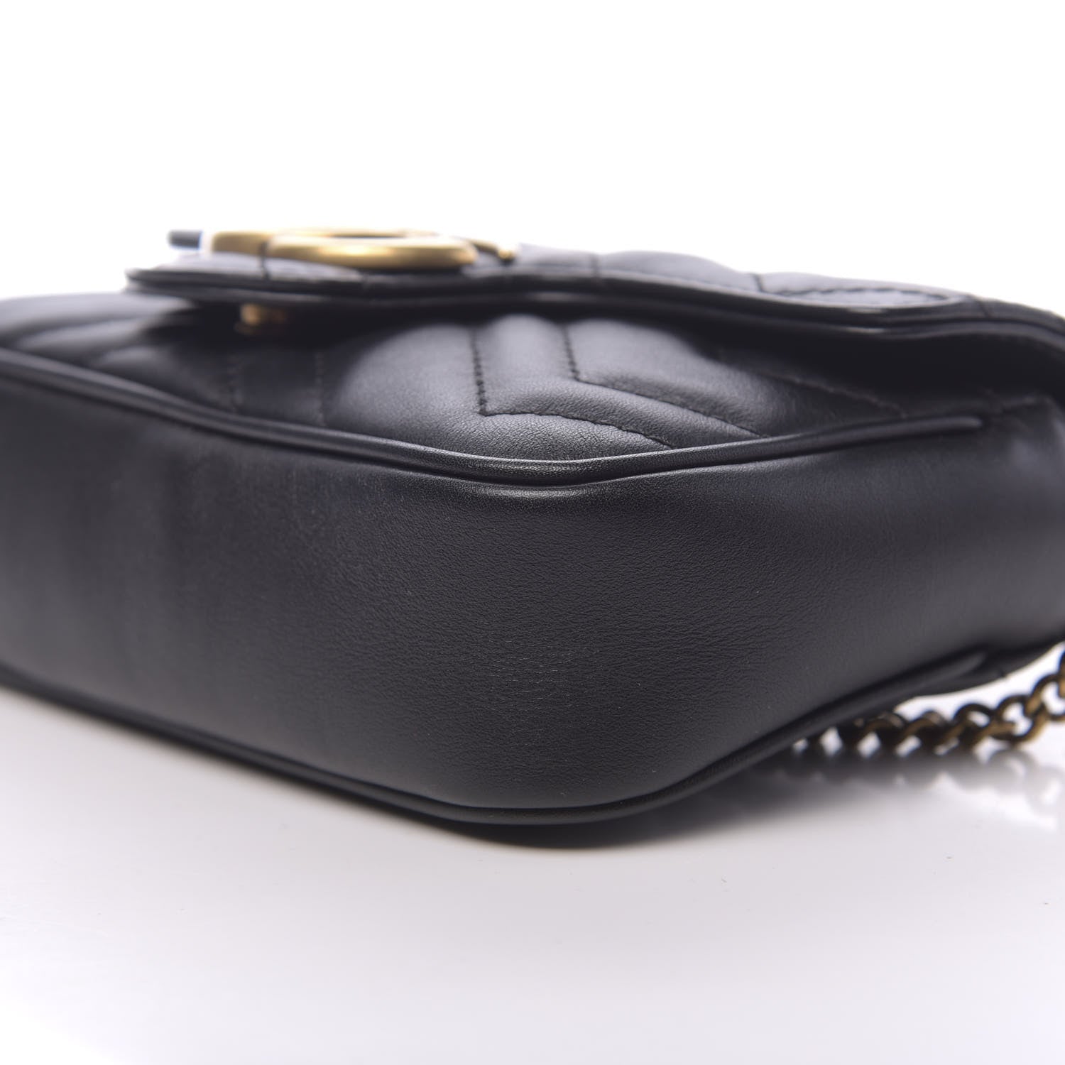 Gucci Calfskin Matelasse Super Mini GG Marmont Shoulder Bag Black 9 of 10