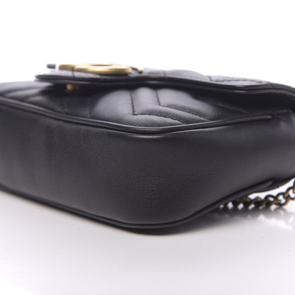 Gucci Calfskin Matelasse Super Mini GG Marmont Shoulder Bag Black 9 of 10